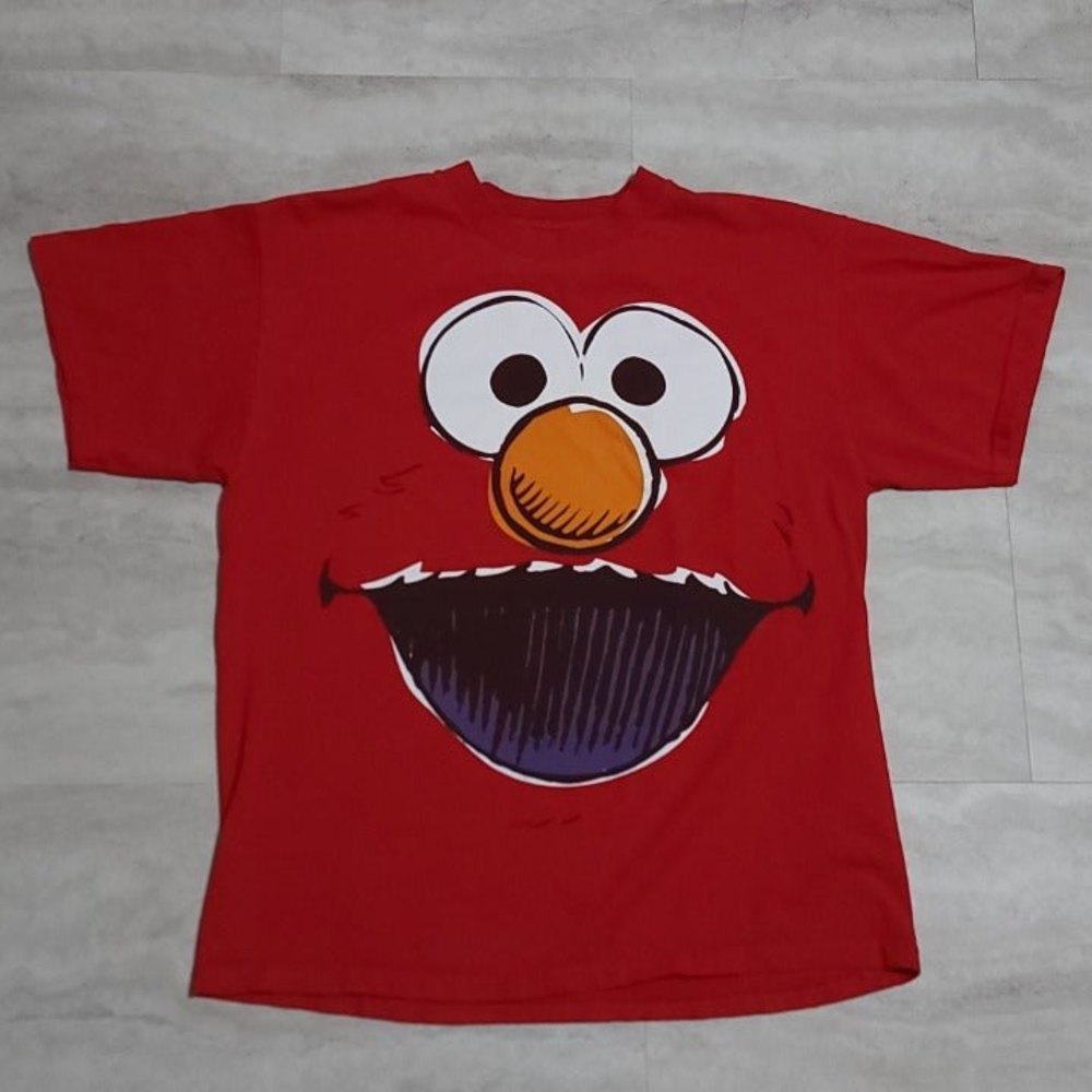 Elmo Face Graphic Red Sesame Street T-Shirt Large